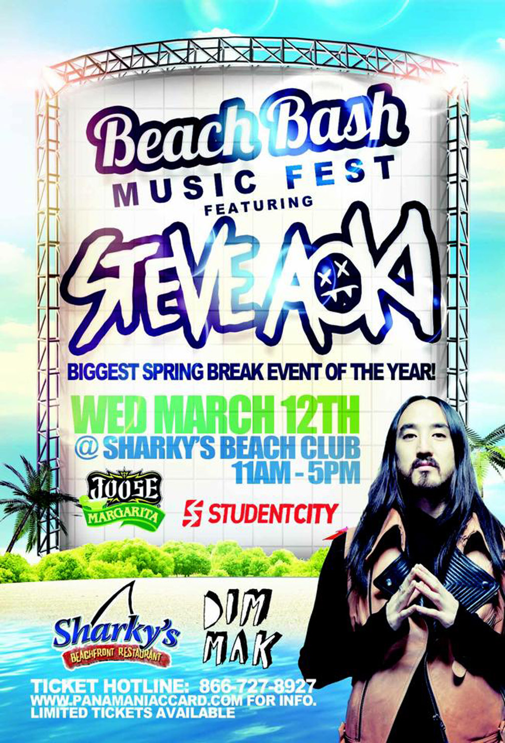 CONCERT ANNOUNCEMENT Steve Aoki Will Perform At Beach Bash Music Fest